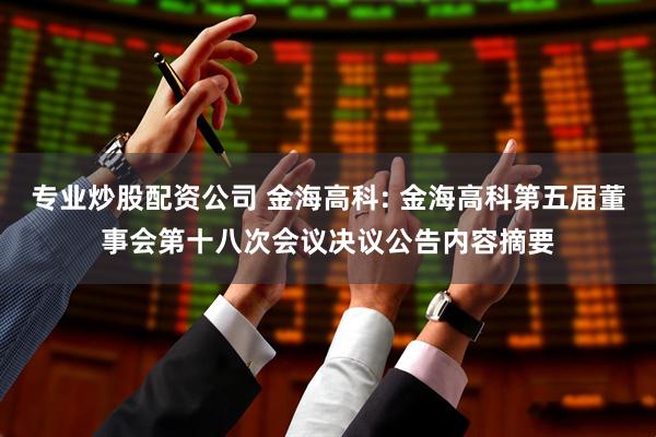 专业炒股配资公司 金海高科: 金海高科第五届董事会第十八次会议决议公告内容摘要