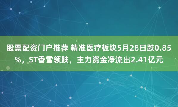 股票配资门户推荐 精准医疗板块5月28日跌0.85%，ST香雪领跌，主力资金净流出2.41亿元