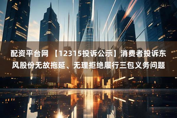 配资平台网 【12315投诉公示】消费者投诉东风股份无故拖延、无理拒绝履行三包义务问题